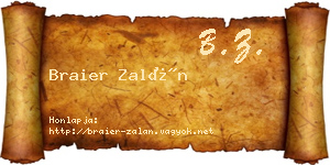 Braier Zalán névjegykártya